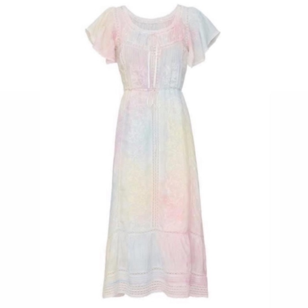 LoveShackFancy Madeline Tie Dye Midi Dress Lace - Picture 1 of 8